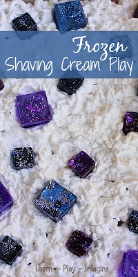 For all the FROZEN fans - Frozen inspired sensory play with shaving cream and ice