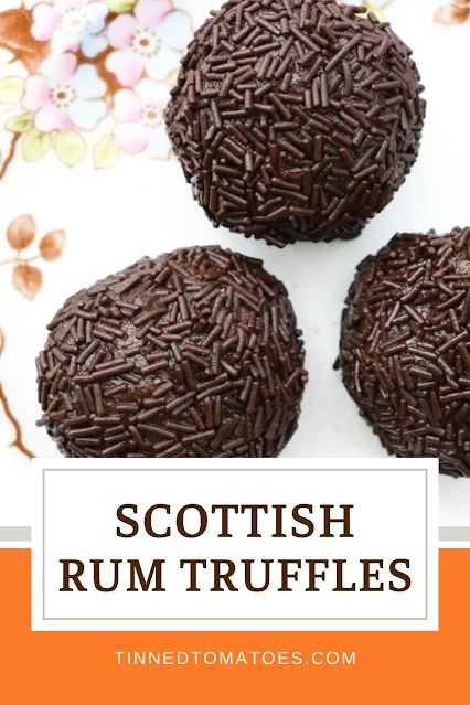 Scottish Rum Truffles -  These traditional Scottish chocolate truffles are made in homes and bakeries. They're made with digestive biscuits and coconut. The rum can be substituted with orange juice. Suitable for vegetarians and vegans.