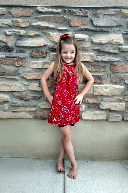 Only 1/2 yard of fabric and some ribbon make this cute shoulder tie dress a summertime staple! You can whip this out in about 30 minutes.
