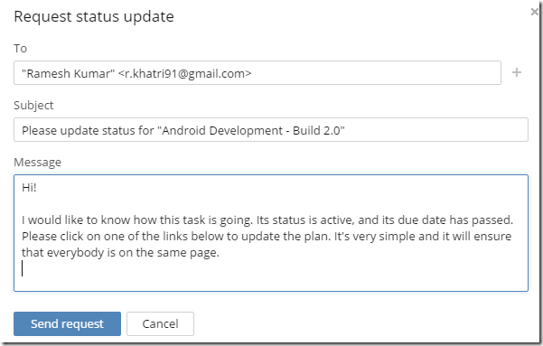 Wrike: Status Update Email