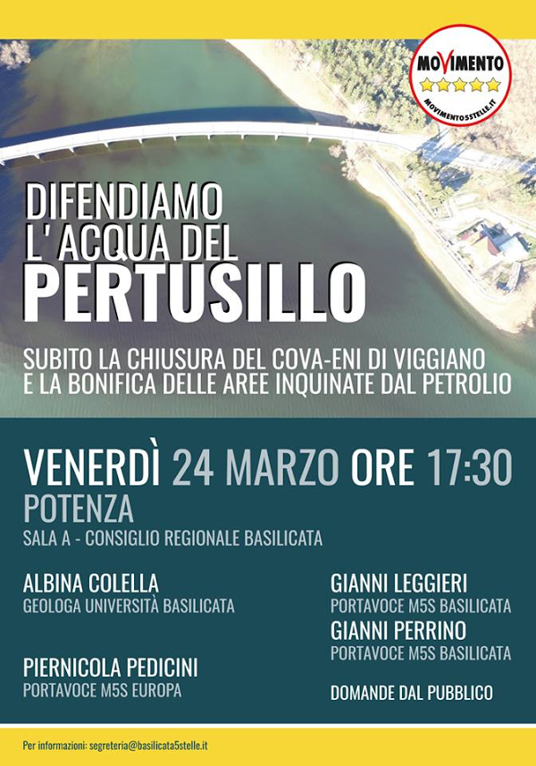 Pertusillo, venerdì 24 marzo convegno a Potenza 