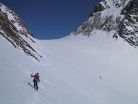 Climbing up the Quirlies glacier to a col