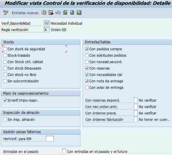 Control de Verificación de Disponibilidad SAP