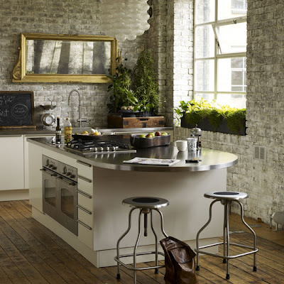 Rustic Kitchen on Exposed Brick Love