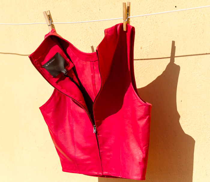 Muubaa red Leather vest Arkansas style çNew Collection