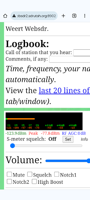 S-meter of Utah SDR showing Project TouCans received at S9