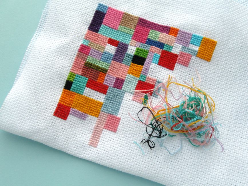 Bugs and Fishes by Lupin: Scrappy Patchwork Cross Stitch: Another Colourful  Work-in-Progress.