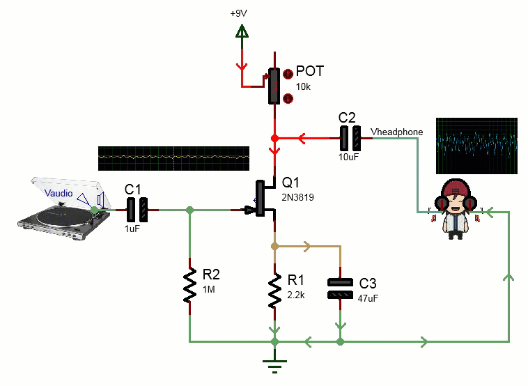 headphone JFET amplifier circuit diagram