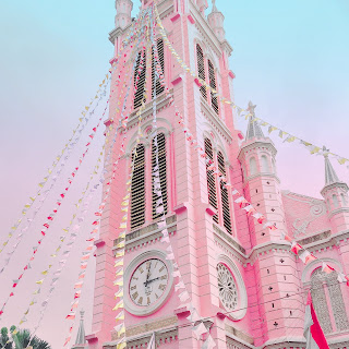 bohemian catholic church pink embraces feminine square