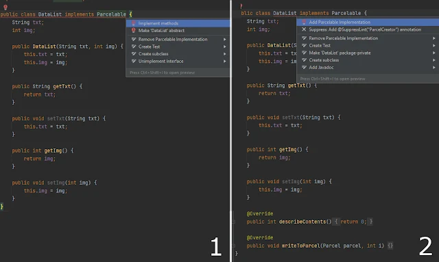 تحويل Data class الى Parcelable لتسهيل عملية النقل