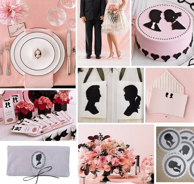 pink black and white weddings