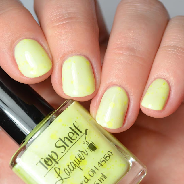 yellow nail polish with neon yellow glitter