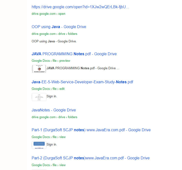 Google Drive Search Engine Results to download files