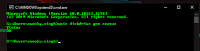 wmic diskdrive get status