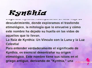 ▷ Significado del nombre Kynthia (✔)