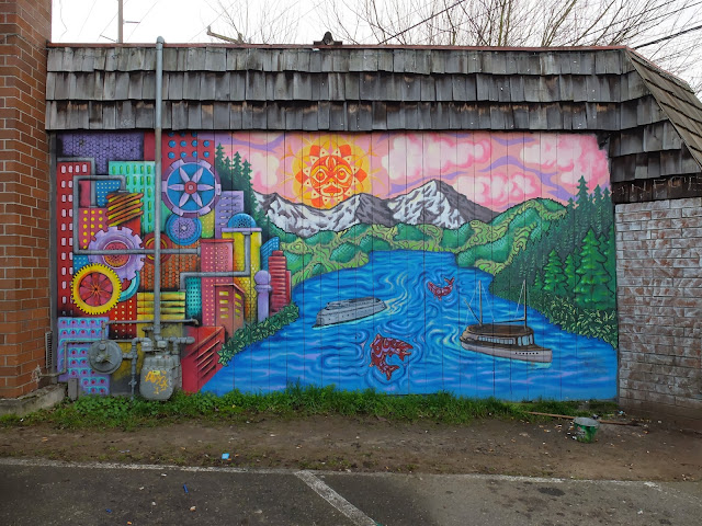 Ballard Grill and Alehouse: A Sunday Morning, a mural, and cigarette butts.