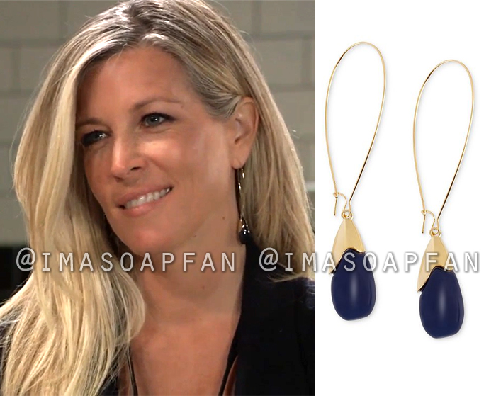 Carly Corinthos, Laura Wright, Blue Oval Bead Drop Earrings, General Hospital, GH