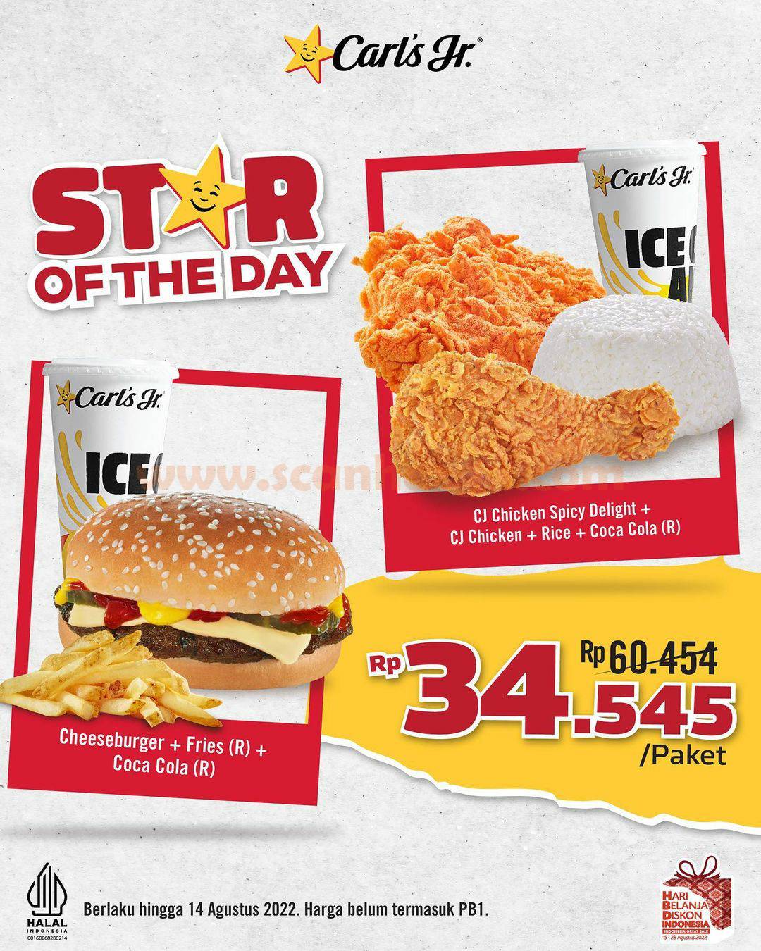 Promo CARLS JR STAR OF THE DAY – Hanya Rp. 34.545 per paket