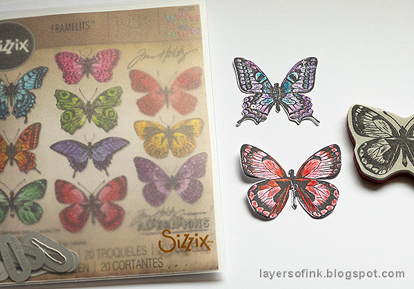 Layers of ink - Mist Resist Tutorial by Anna-Karin Evaldsson. Color the butterflies.