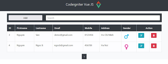 Tạo ứng dụng CRUD đơn giản với Codeigniter và Vue.JS