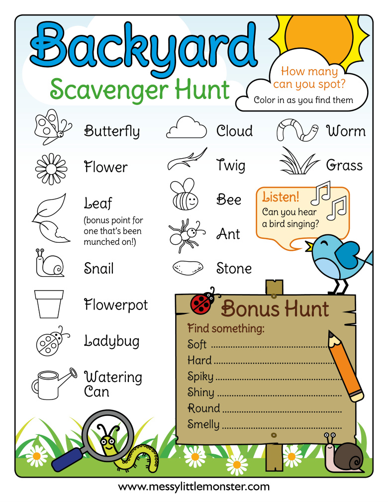 printable outdoor scavenger hunt messy little monster