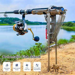 Foldable Automatic Double Spring Angle Fishing Pole Tackle Bracket Anti-Rust Steel Fishing Bracket Rod