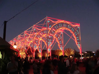 Pink Lights of Winter Epcot Side View Dusk Walt Disney World