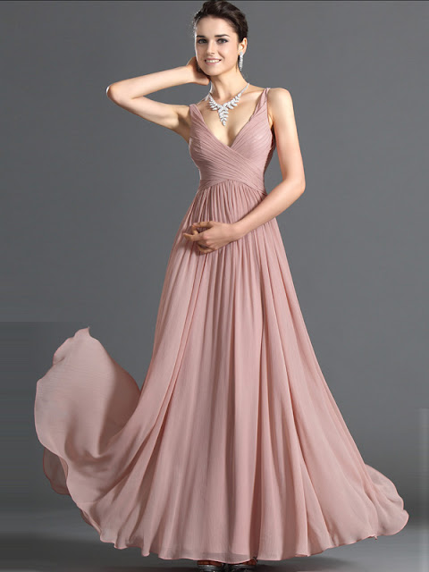 A-line V-neck Chiffon Prom Dresses –Price:£79.99 (68%OFF)