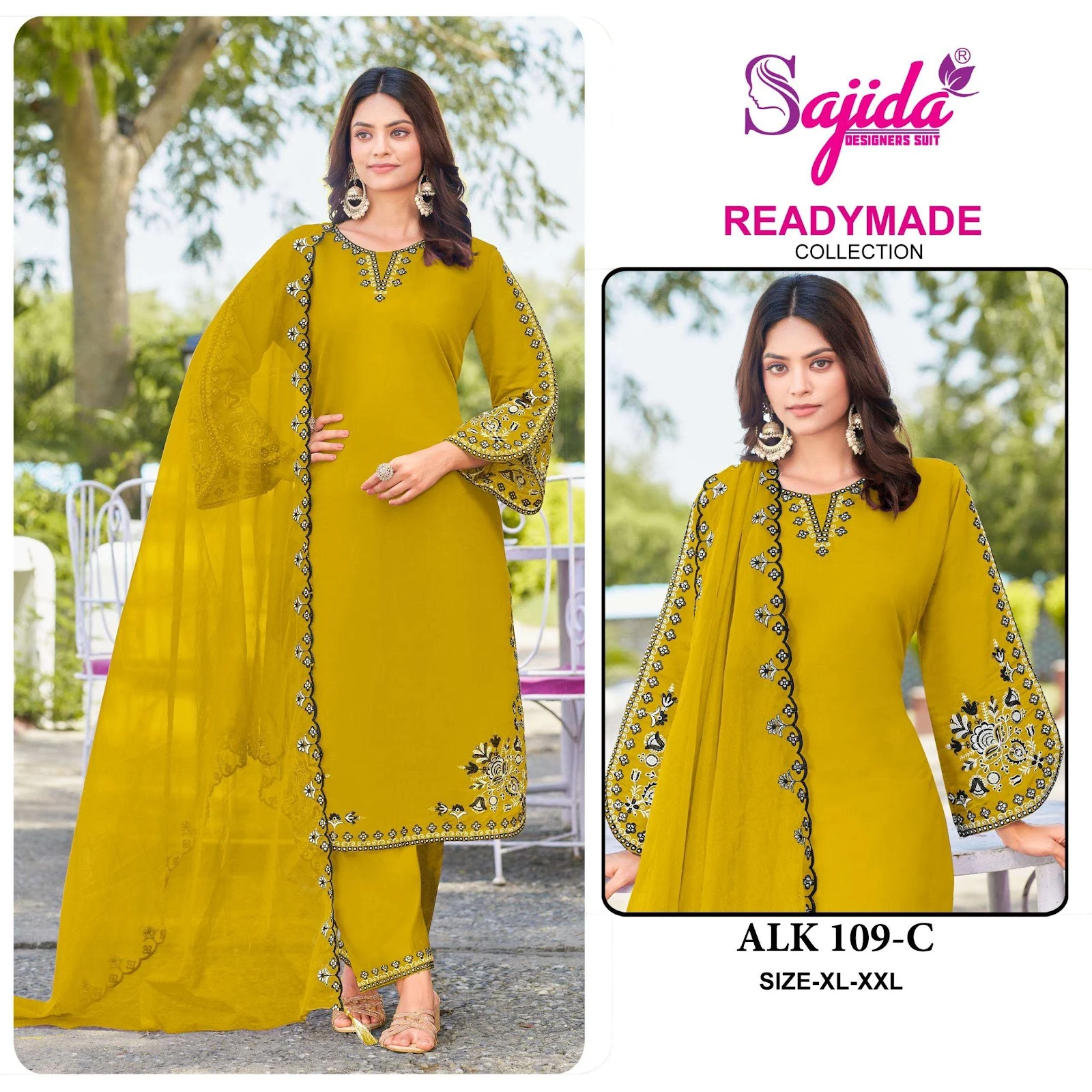 Alk 109 Sajida Roman Silk Khatli Work Pakistani Readymade Suits