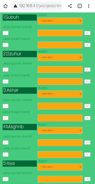 Cara Setting Jam Digital Masjid dengan Android Melalui Browser setting iqomah