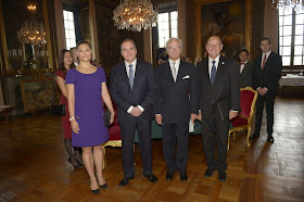 Crown Princess Victoria, Prime Minister Stefan Lofven, King Carl Gustaf and parliament speaker Urban Ahlin, during cabinet meeting at the Royal Palace in Stockholm