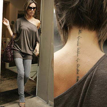 Pictures of Victoria Beckham's tattoos.