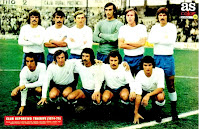 Club Deportivo TENERIFE - Santa Cruz de Tenerife, Canarias, España - Temporada 1974-75 - Eduardo, Esteban, Lolo, Báez, Estévez y Pepito; Ferreira, Toño, Medina, Juan Miguel y Caamaño - El Tenerife se clasificó 12º en la Liga de 2ª División, con Moll y Negrillo de entrenadores