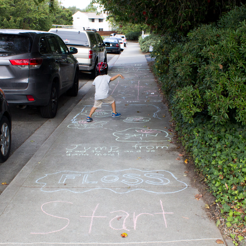 Sidewalk Chalk Obstacle Course Ideas Pink Stripey Socks
