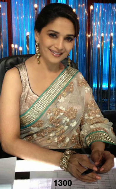 Madhuri dixit Ivory color saree At jhalak