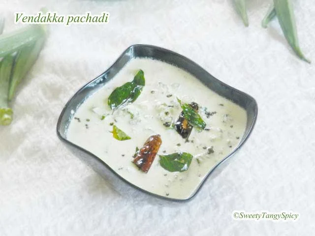 Delicious Kerala Vendakka Pachadi - Crispy okra in creamy yogurt-coconut sauce, a traditional Kerala dish
