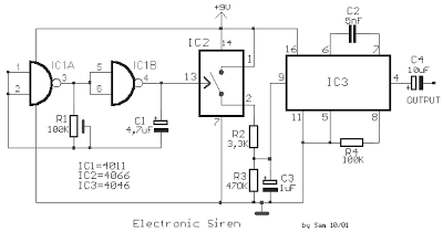 Simple Electronic Siren Schematic Diagram