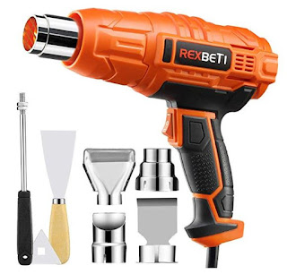 REXBETI Dual Temperature Heat Gun with 7 Multi-purpose Attachments, Max Temperature up to 1210°F, High Power Hot Air Gun with Overload Protection, Perfect for Crafts, Shrinking PVC, Stripping Paint