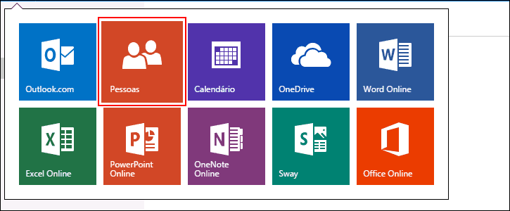 Opção Pessoas do menu Outlook