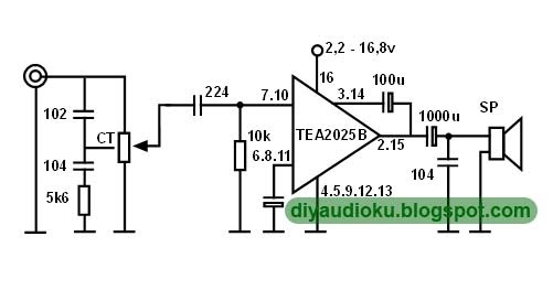 DIY Audio Elektronika Rangkaian Power Amplifier TEA2025B 