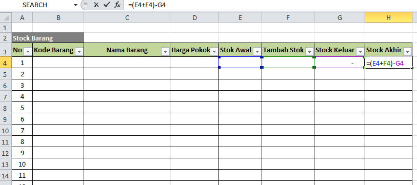 Aplikasi Stok Barang dengan Excel