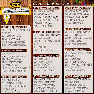 Programação completa do Forró Caju 2015