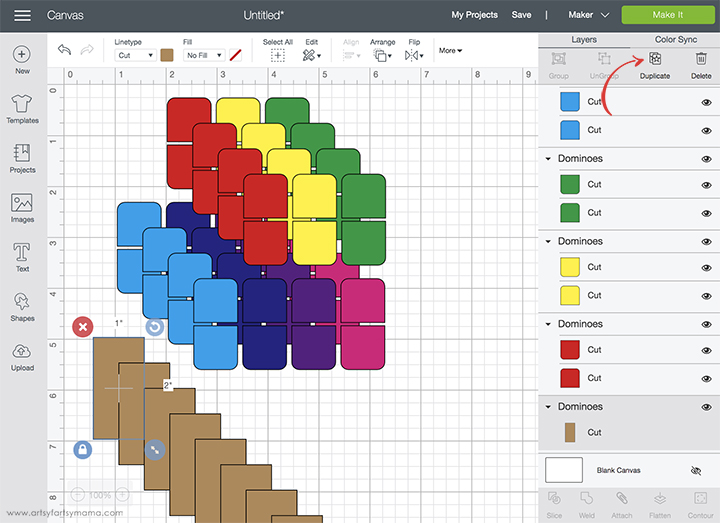 Cricut Design Space Dominoes Project Canvas