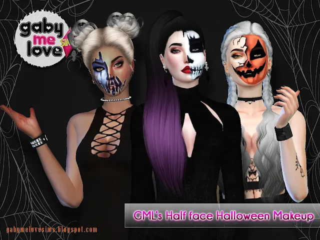 Download Sims 4 CC | Makeup: GML's Half face Halloween Face Paint / Download