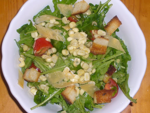 Arugula, Corn, & Tomato Salad with Gouda