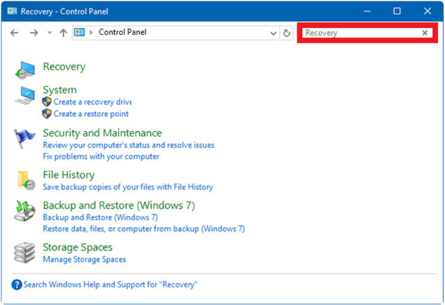 Recovery Control Panel