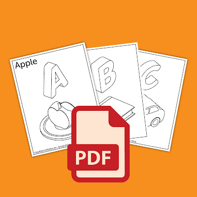 3d ABC alphabet coloring book pages to print