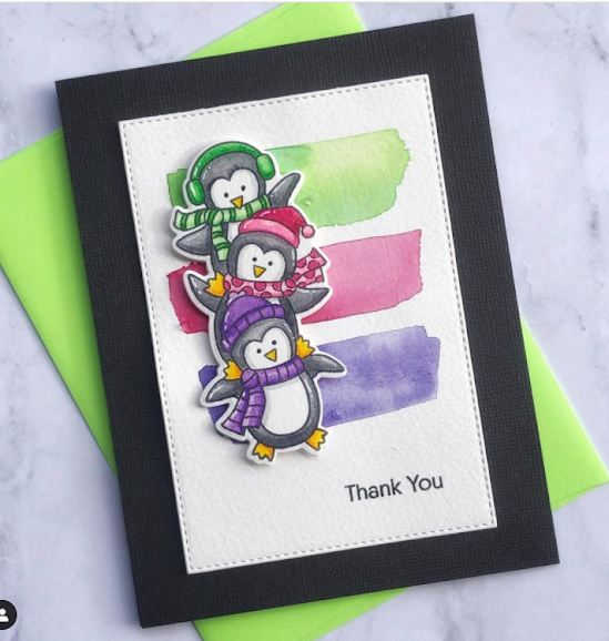 Thank you by Jennifer Becker features Penguin Pile by Newton's Nook Designs; #newtonsnook, #inkypaws, #watercolor, #cardmaking