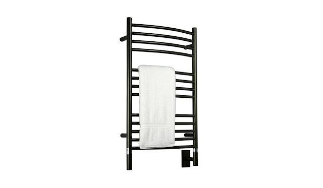 Multi-tiered towel rack for the bathroom.