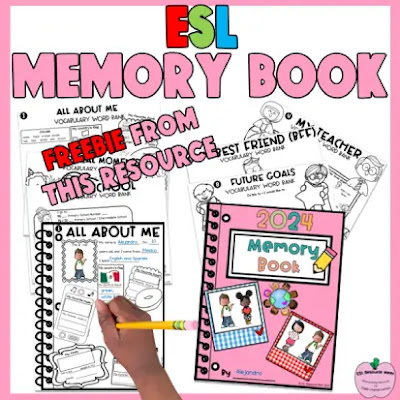 ESL all About Me worksheets memory book lesson plan project
